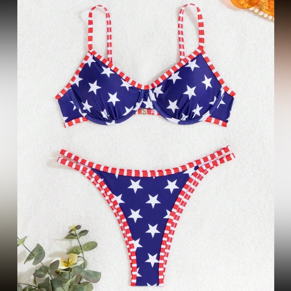 🇺🇸 Patriotic Stars & Stripes Underwire Bikini Set 🇺🇸